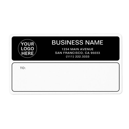 Black & White Business Logo L Verzending Etiket (Voorkant)
