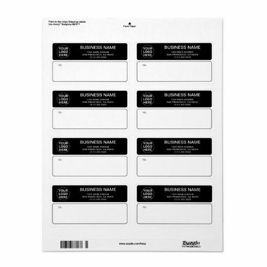 Black & White Business Logo L Verzending Etiket (Full Sheet)