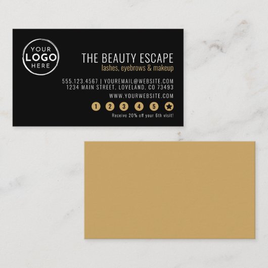 Black White Business Logo Loyalty Card (Voorkant / Achterkant)