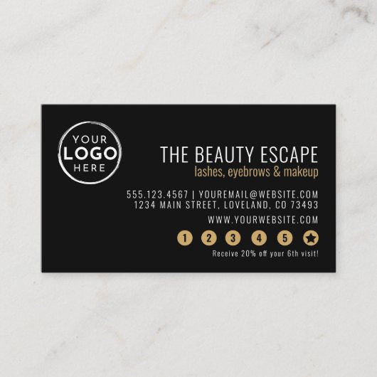 Black White Business Logo Loyalty Card (Voorkant)