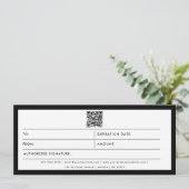 Black White Business Logo QR Code Cadeaubon (Staand voorkant)