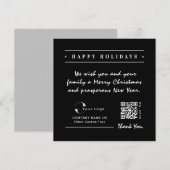 Black White Business Logo QR-code kerstmis Feestdagenkaart (Voorkant / Achterkant)