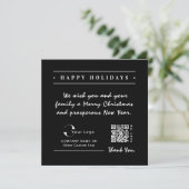 Black White Business Logo QR-code kerstmis Feestdagenkaart (Staand voorkant)