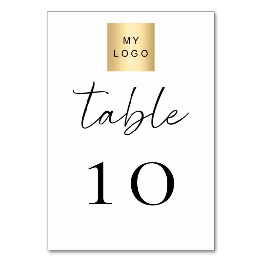 Black white business logo table number kaart (Voorkant)
