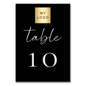 Black white business logo table number kaart (Achterkant)