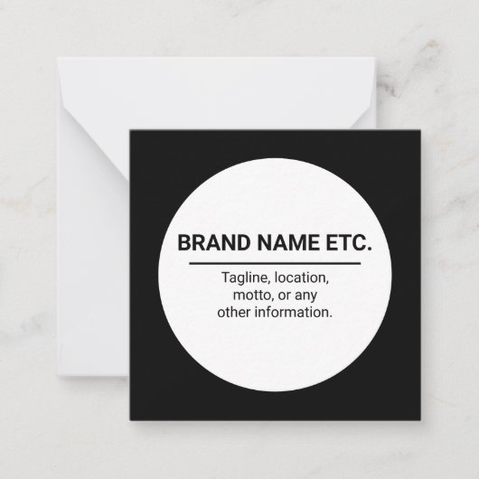 Black White Business Name Note Card Notitiekaartje (Voorkant)