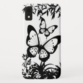 Black, White, Butterflies iPhone Case (Achterkant)