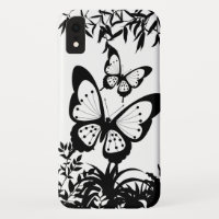 Black, White, Butterflies iPhone Case