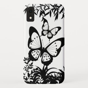 Black, White, Butterflies iPhone Case