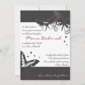 BLACK & WHITE BUTTERFLY Bat Mitzvah Invitation Kaart (Voorkant)