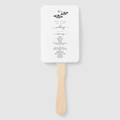 Black White Butterfly Monogram Huwelijksprogramma Handwaaier (Voorkant)