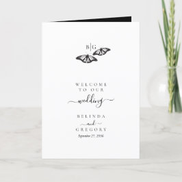 Black White Butterfly Wedding Orde van Service Programma