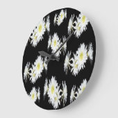 Black White Cacti Flower Pattern, Large Wall Clock Grote Klok (Hoek)