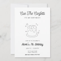 Black & White Cake Verjaardag Uitnodiging