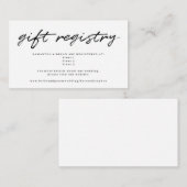 Black White Calligraphy Wedding Gift Registry Informatiekaartje (Voorkant / Achterkant)