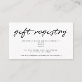 Black White Calligraphy Wedding Gift Registry Informatiekaartje (Voorkant)