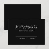 Black White Calligraphy Wedding RSVP Card Kaartje (Voorkant / Achterkant)