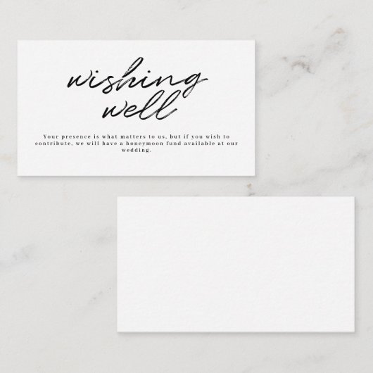 Black White Calligraphy Wedding Wishing Well Informatiekaartje (Voorkant / Achterkant)