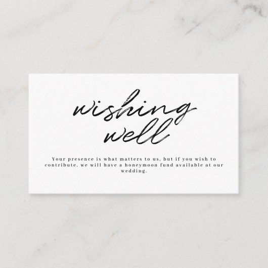 Black White Calligraphy Wedding Wishing Well Informatiekaartje (Voorkant)