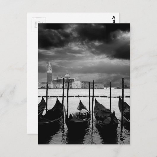 Black White Canal Venice Italië Reis Briefkaart (Voorkant / Achterkant)