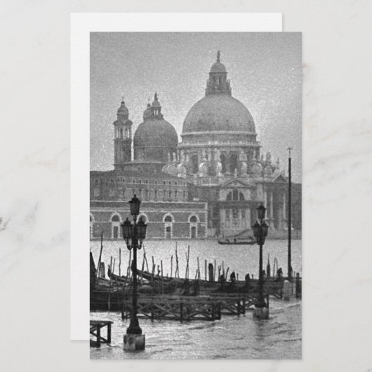 Black White Canal Venice Italië Reis Briefpapier (Voorkant / Achterkant)