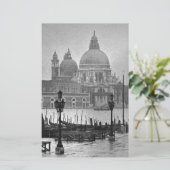 Black White Canal Venice Italië Reis Briefpapier (Staand voorkant)