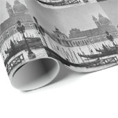 Black White Canal Venice Italië Reis Cadeaupapier (Rol Hoek)