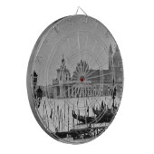 Black White Canal Venice Italië Reis Dartbord (Voorkant Links)