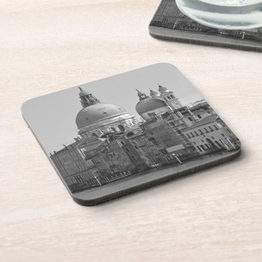 Black White Canal Venice Italië Reis Drankjes Onderzetter (Linkerzijde)