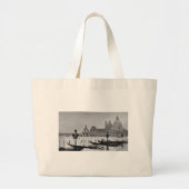 Black White Canal Venice Italië Reis Grote Tote Bag (Voorkant)
