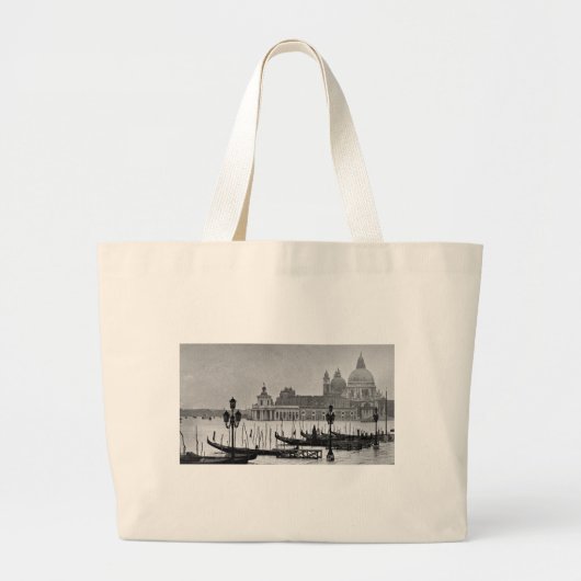 Black White Canal Venice Italië Reis Grote Tote Bag (Voorkant)