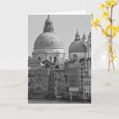 Black White Canal Venice Italië Reis Kaart (Gele Bloem)