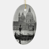 Black White Canal Venice Italië Reis Keramisch Ornament (Rechts)