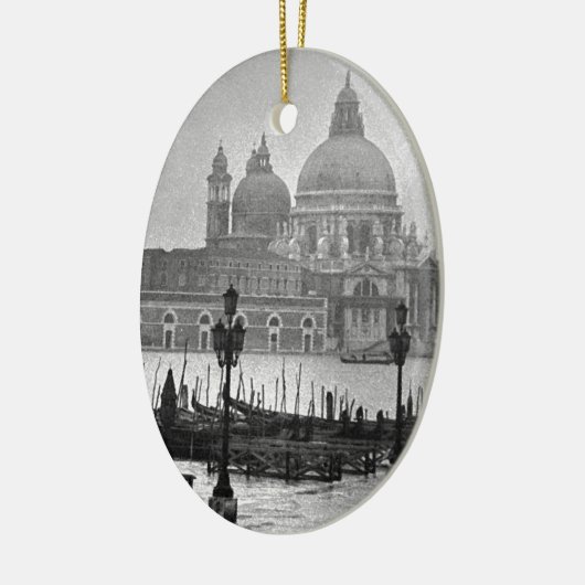 Black White Canal Venice Italië Reis Keramisch Ornament (Links)