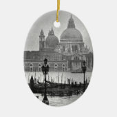 Black White Canal Venice Italië Reis Keramisch Ornament (Voorkant)