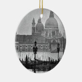 Black White Canal Venice Italië Reis Keramisch Ornament (Rechts)