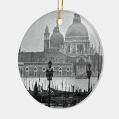 Black White Canal Venice Italië Reis Keramisch Ornament (Links)
