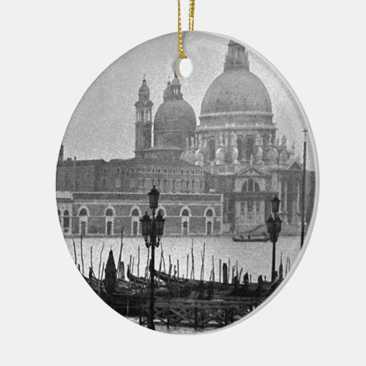 Black White Canal Venice Italië Reis Keramisch Ornament (Links)