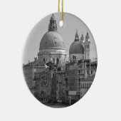 Black White Canal Venice Italië Reis Keramisch Ornament (Rechts)