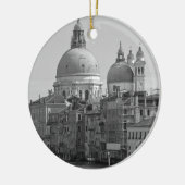 Black White Canal Venice Italië Reis Keramisch Ornament (Links)