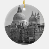 Black White Canal Venice Italië Reis Keramisch Ornament (Achterkant)