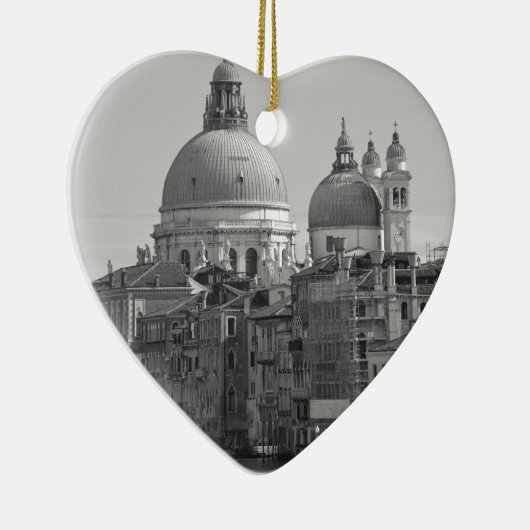 Black White Canal Venice Italië Reis Keramisch Ornament (Rechts)