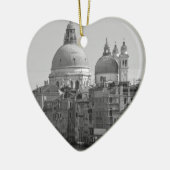 Black White Canal Venice Italië Reis Keramisch Ornament (Links)
