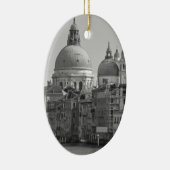 Black White Canal Venice Italië Reis Keramisch Ornament (Rechts)