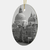 Black White Canal Venice Italië Reis Keramisch Ornament (Links)