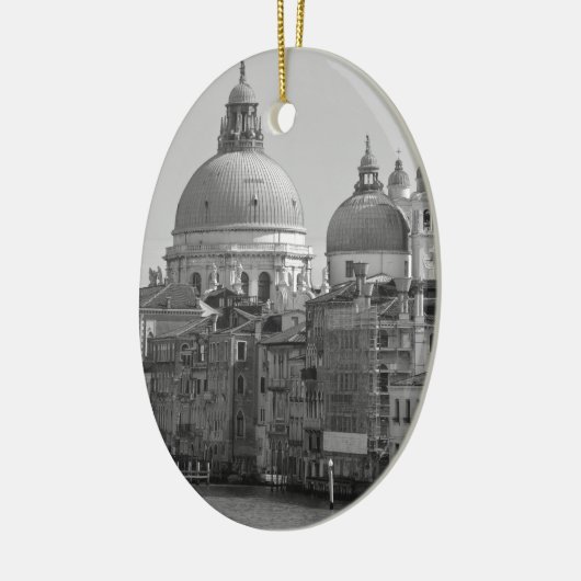 Black White Canal Venice Italië Reis Keramisch Ornament (Links)