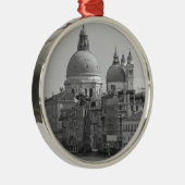 Black White Canal Venice Italië Reis Metalen Ornament (Rechts)