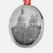 Black White Canal Venice Italië Reis Metalen Ornament (Links)