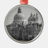 Black White Canal Venice Italië Reis Metalen Ornament (Voorkant)