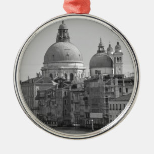 Black White Canal Venice Italië Reis Metalen Ornament